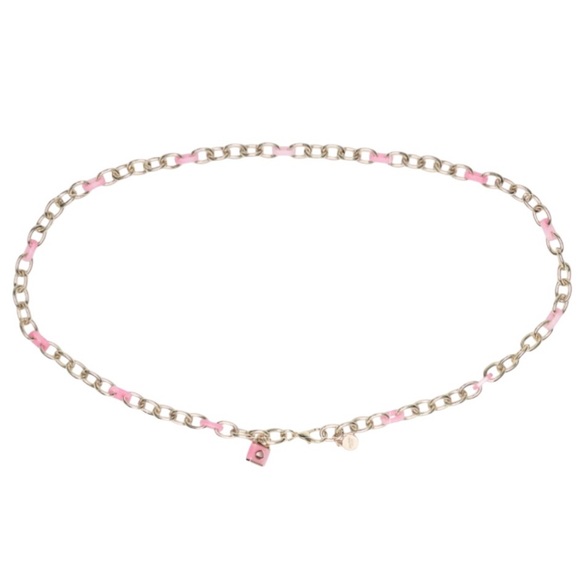 Kate Spade New York NWT L/XL lock & spade chain link belt PINK - Picture 1 of 11
